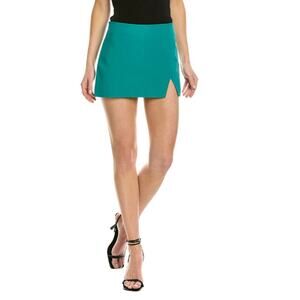A.L.C. Women's Rylee Faux-wrap Mini Skirt Size 10 Teal Green Crepe Stretch